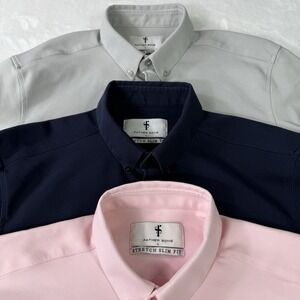 Father Sons Dress Shirt Mens Large Slim Fit Lot of 3 Button Down Blue Pink Gray